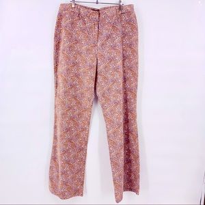 Ann Taylor Feathercord Paisley Corduroy Pants 12